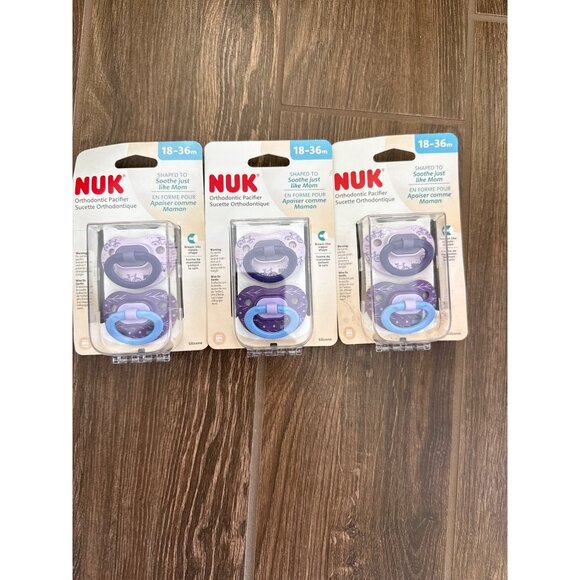 NUK Orthodontic Pacifiers Silicone Set Of 6 Heart-Shaped Shield age 18-36 mo - Picture 1 of 6